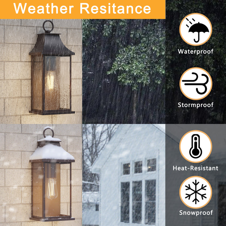 Maxax Dusk to Dawn Outdoor Wall Lights 3-Light, Oil Rubbed Bronze Exterior Lighting Fixtures, 25" Large Outdoor Wall Sconce, Waterproof Outside Wall Lantern for Porch Patio Garage #7076-3BR