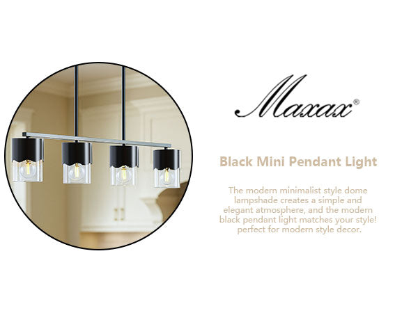 Glimmer 4-Light Metal And Glass Modern Linear Pendant Light With Adjustable Rod For Kitchen Island #29032