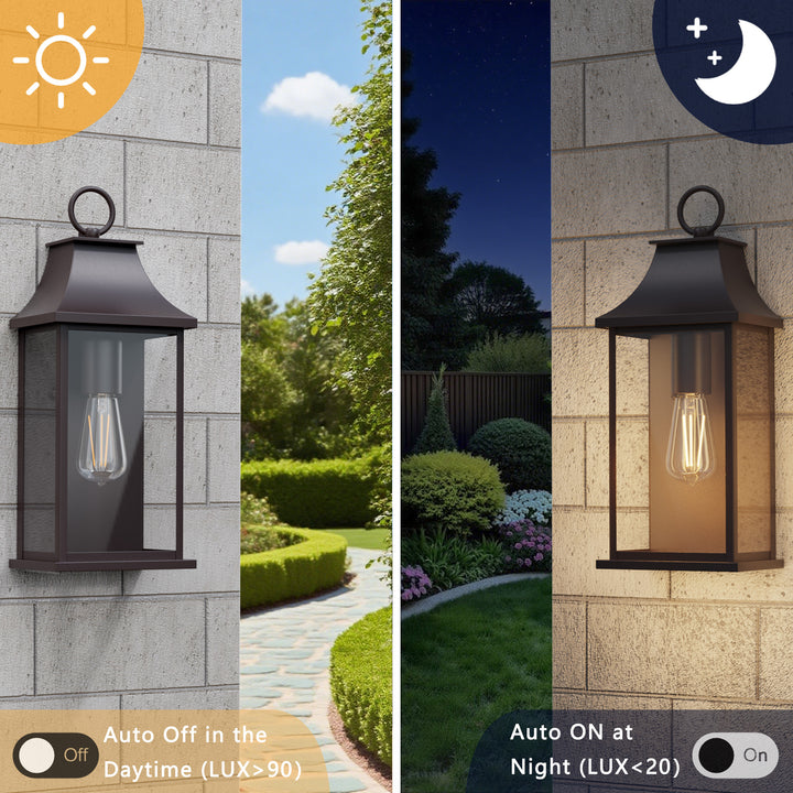 Maxax Dusk to Dawn Outdoor Wall Lights 3-Light, Oil Rubbed Bronze Exterior Lighting Fixtures, 25" Large Outdoor Wall Sconce, Waterproof Outside Wall Lantern for Porch Patio Garage #7076-3BR