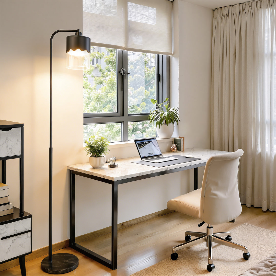 Glimmer 66" Modern Metal Floor Lamp Dual-Layer Shade Bright Lighting Foot Switch For Living Room Bedroom #FGT01