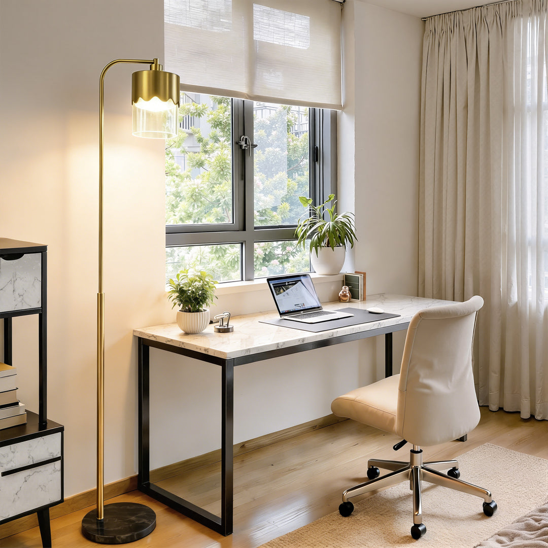 Glimmer 66" Modern Metal Floor Lamp Dual-Layer Shade Bright Lighting Foot Switch For Living Room Bedroom #FGT01
