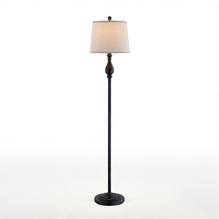 Maxax 62.5 Dimmable Black Floor Lamp with Fabric Shade #F23