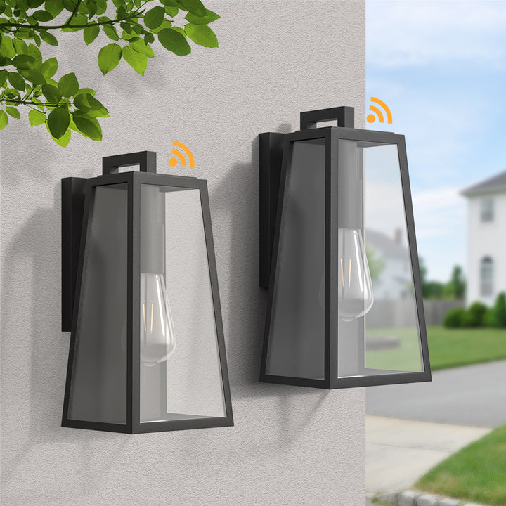 Solstice 1-Light 14'' Iron And Glass Outdoor Wall Lantern With Dusk To Dawn #7054