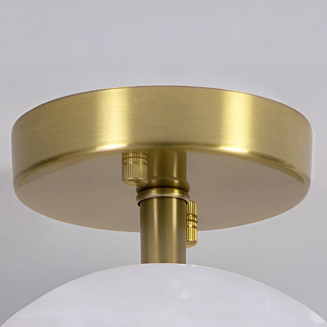 Nest 9.8" 1-Light Modern Brushed Brass Unique/Statement Semi-Flush Mount With White Jade Marble Shade For Hallways, Stairwells & Dining Rooms #19237