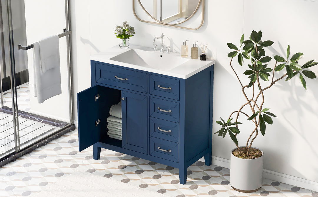 36'' Single Bathroom Vanity Cabinet With Ceramic Top #BV-007-36BL