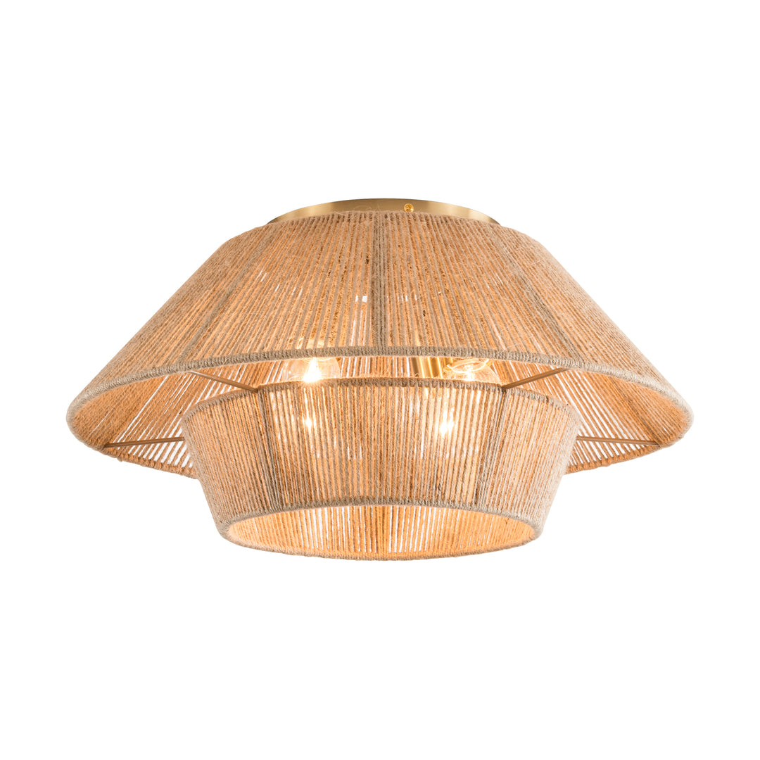 Natural Rattan Semi-Flush Mount Ceiling Light