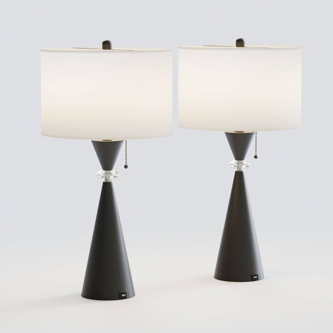 Maxax 28.25in Nickel Table Lamp Set with USB (Set of 2) #T07
