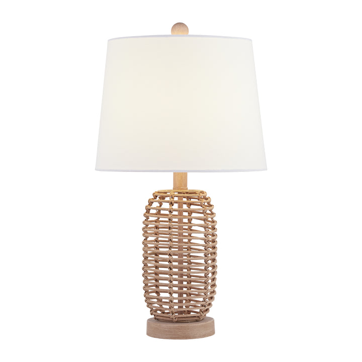 Maxax 21 Coastal Rattan Table Lamps with Fabric Shades (Pair)