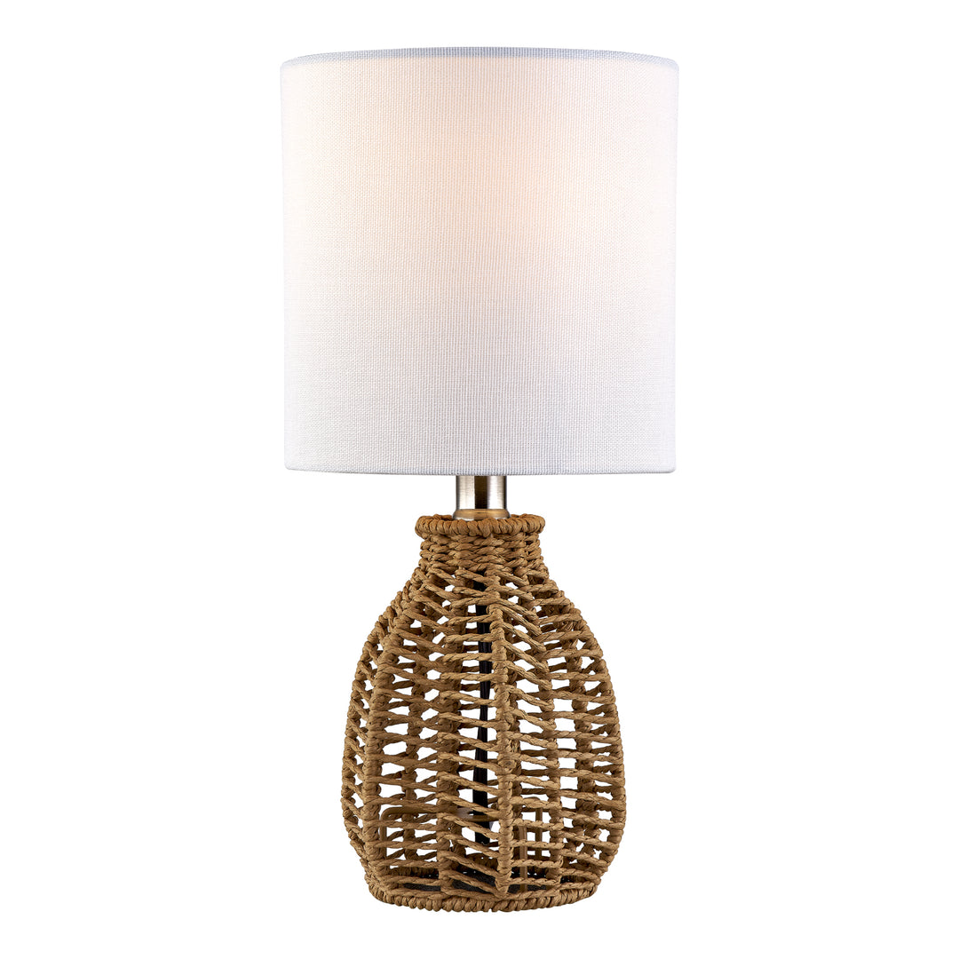 12.5'' Small Coastal Brown Rattan Table Lamp Set (Set of 2)