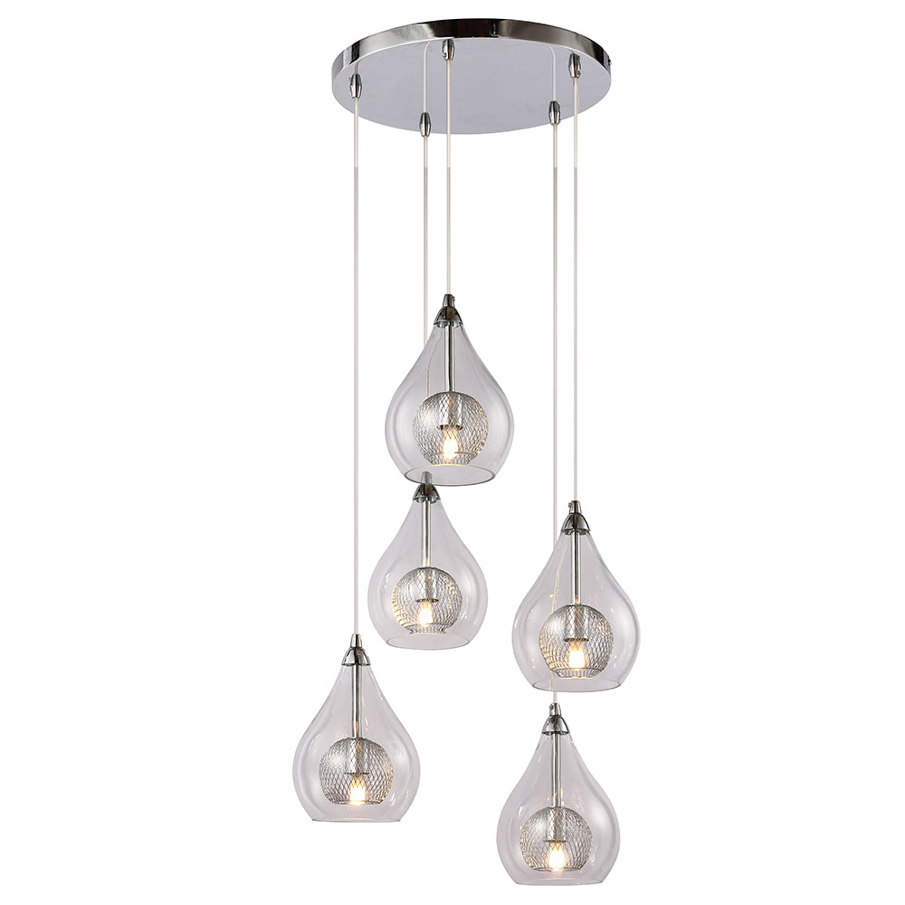 Maxax 5 - Light Glass Cluster Pendant Lighting fixture #MX208P-5CH