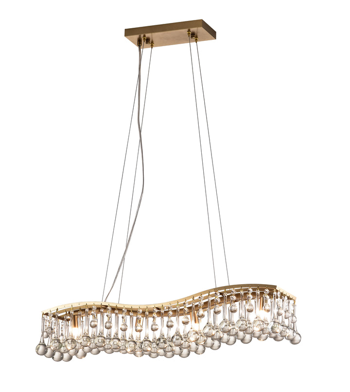 Maxax 4 - Light Kitchen Island Square Chandelier With Crystal, Gold finish #MX19110