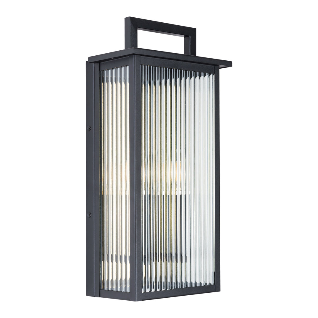 2 - Light 18''H Black Metal Glass Outdoor Wall Sconce with Dusk to Dawn #7039-2BK