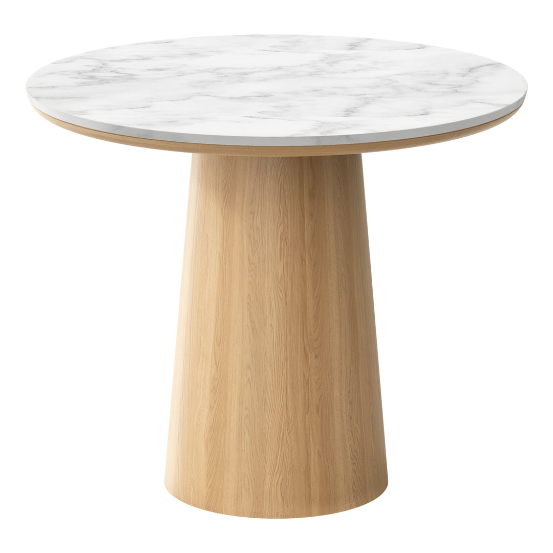 35"Round Pedestal Dining Table, Kitchen Table With Sintered Stone Top Dining Table For Kitchen Living Room 