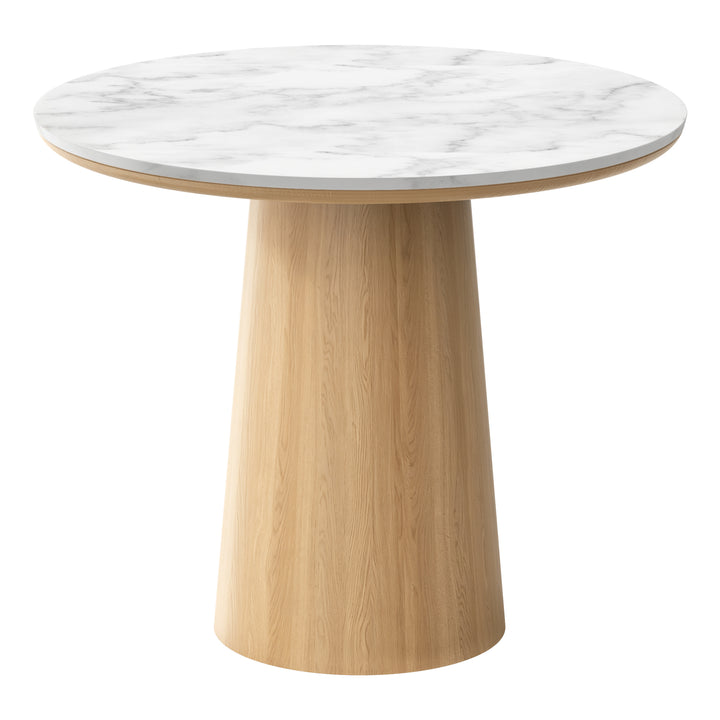 35"Round Pedestal Dining Table, Kitchen Table With Sintered Stone Top Dining Table For Kitchen Living Room 