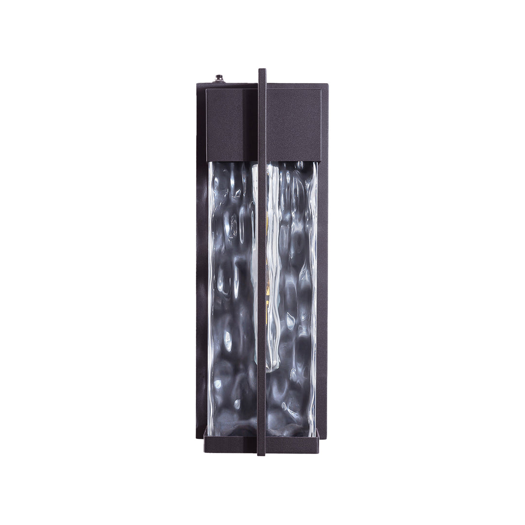 Natura 1 - Light(Bulb Include) 𝟭𝟴-𝗜𝗡𝗖𝗛 Matte Black Iron and Water Ripple Glass Outdoor Wall Light with Dusk to Dawn #7062