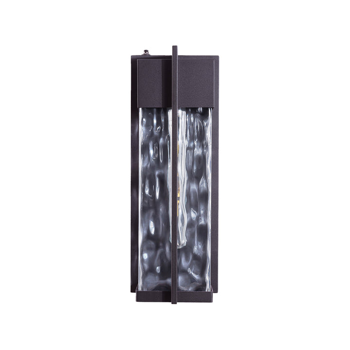Natura 1 - Light(Bulb Include) 𝟭𝟴-𝗜𝗡𝗖𝗛 Matte Black Iron and Water Ripple Glass Outdoor Wall Light with Dusk to Dawn #7062