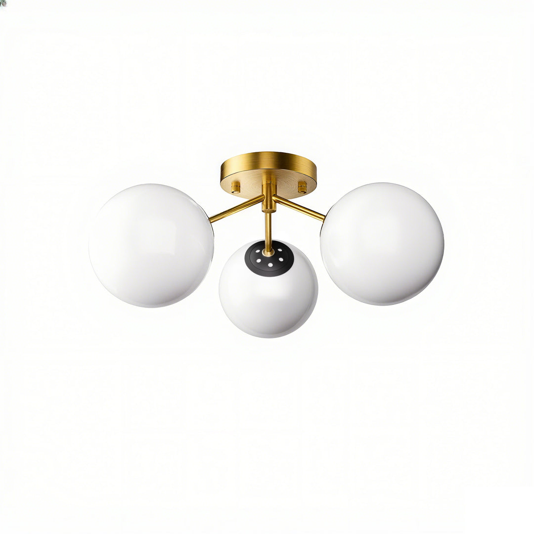 Maxax 3 Globe Ceiling Light 17 Inch Mid Century Modern Semi Flush Mount Ceiling Light Fixture for Bedroom,Living Room,Dinning Room, Foyer, Hallway #19228