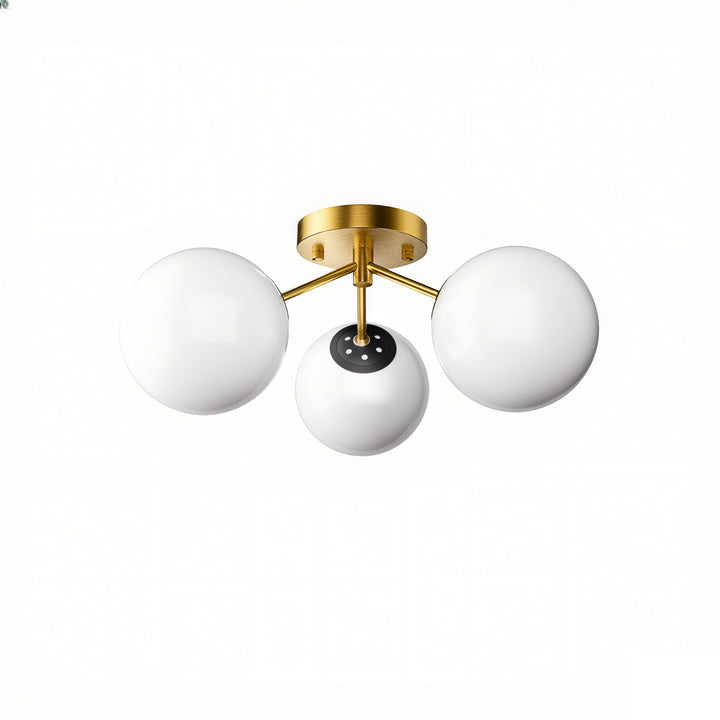 Maxax 3 Globe Ceiling Light 17 Inch Mid Century Modern Semi Flush Mount Ceiling Light Fixture for Bedroom,Living Room,Dinning Room, Foyer, Hallway #19228