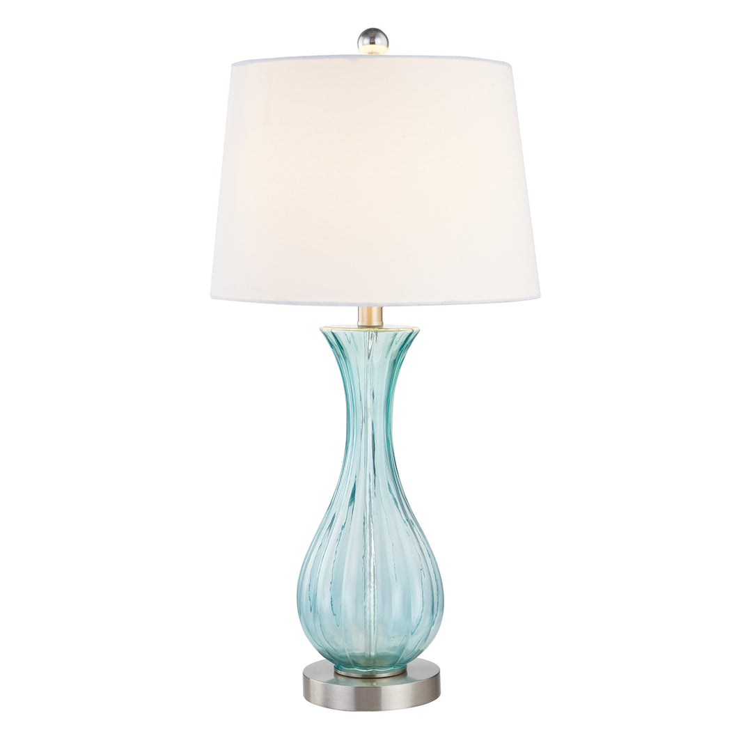 Maxax Blue and Silver Glass Bedside Table Lamp Set of 2