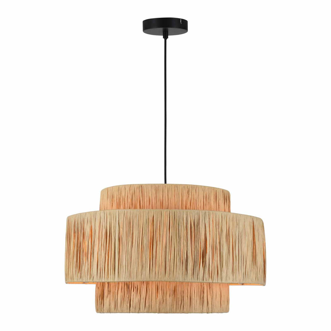 Maxax 3 - Light Dimmable Drum Chandelier Natural Paper Rope Hanging Pendant Light 3-Tiered #MX5001