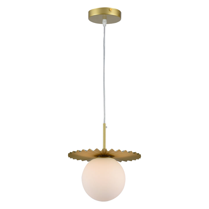 1 - Light 9.8" Single Gold Globe Wrought Iron Accents Modern Pendant with Glass Shade for Kitchen Island #5017