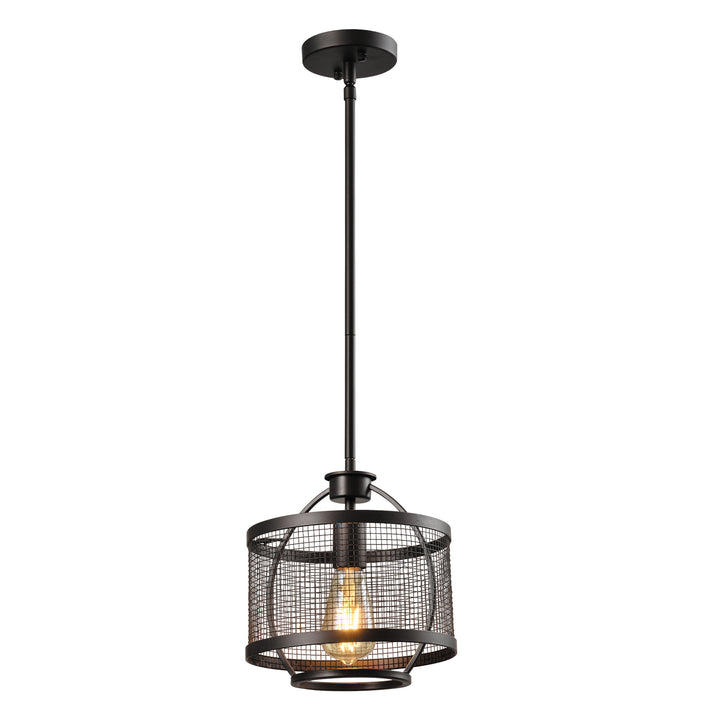 Maxax 1 - Light Lantern Drum Pendant With Wrought Iron Accents #MX21024