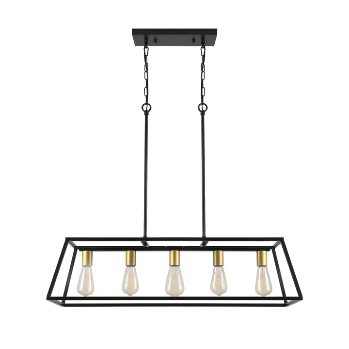 Maxax 5 - Light Lantern Rectangle Chandelier for Kitchen 3 #MX19101-5BG-P