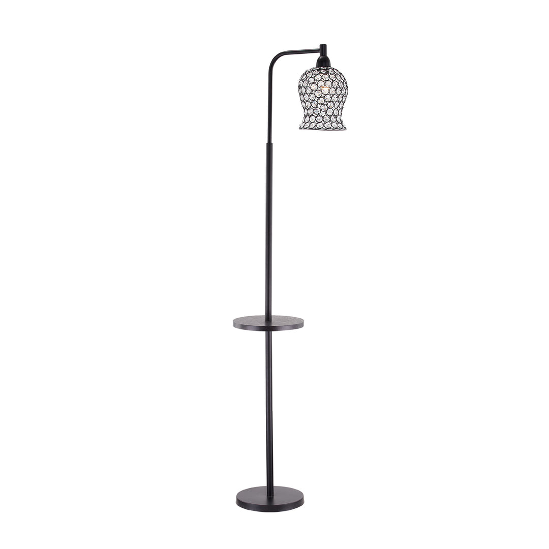 Maxax 65in Arched Black Tray Floor Lamp with Crystal Accent #F69-BK