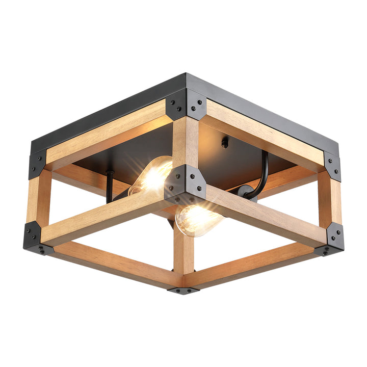 Maxax 2-Light Wood Ceiling Lamp #MX19044-2-C