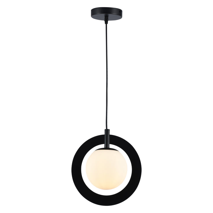 Maxax 1 - Light Single Globe Pendant with Wrought Iron Accents #MX5014-P1BK