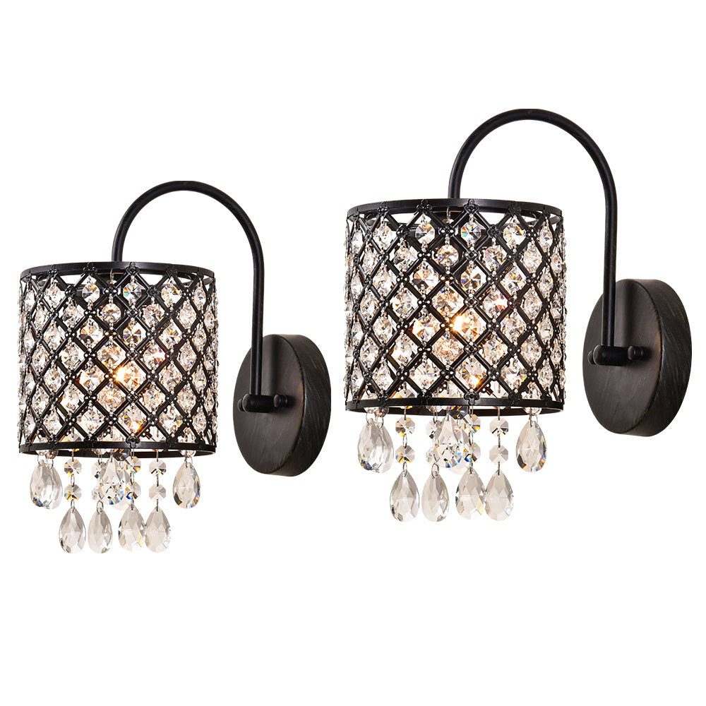 Maxax1 - Light Black Crystal Armed Sconce (Set of 2)#MXSU-4-1-W