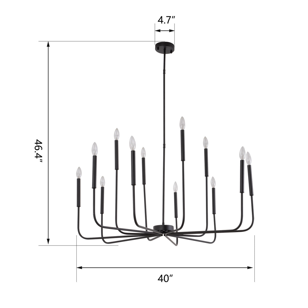 12 - Light Iron Dimmable Classic / Traditional Chandelier #19225