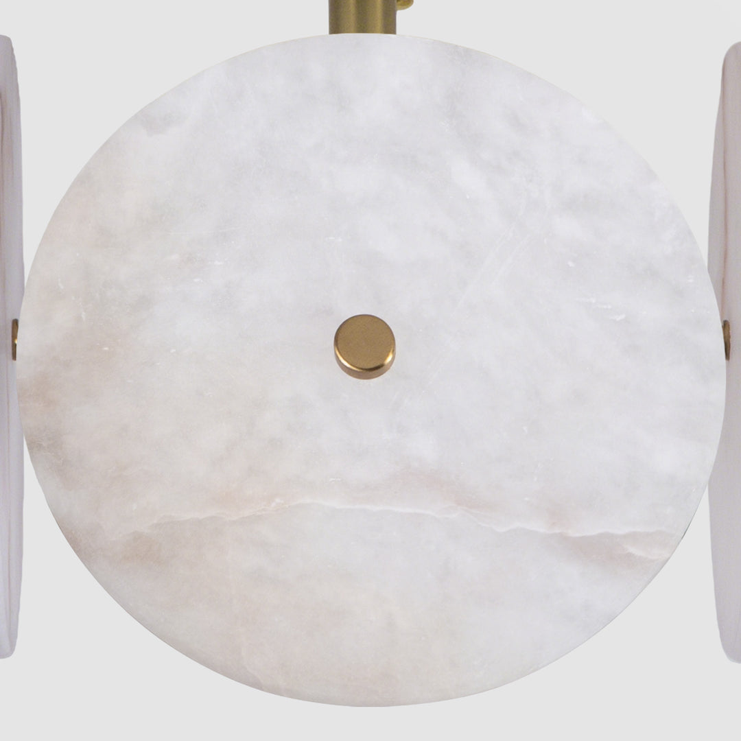 Nest 9.8" 1-Light Modern Brushed Brass Unique/Statement Semi-Flush Mount With White Jade Marble Shade For Hallways, Stairwells & Dining Rooms #19237
