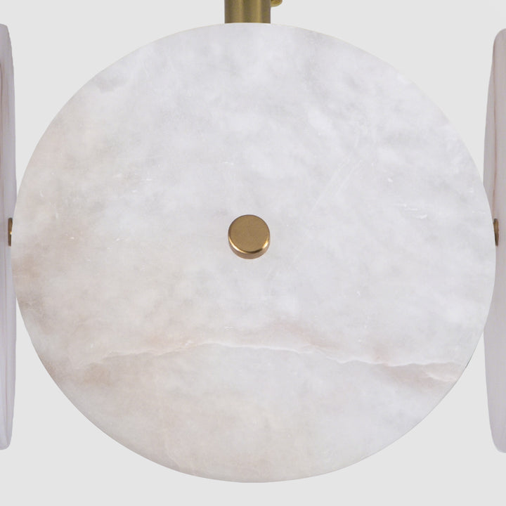 Nest 9.8" 1-Light Modern Brushed Brass Unique/Statement Semi-Flush Mount With White Jade Marble Shade For Hallways, Stairwells & Dining Rooms #19237