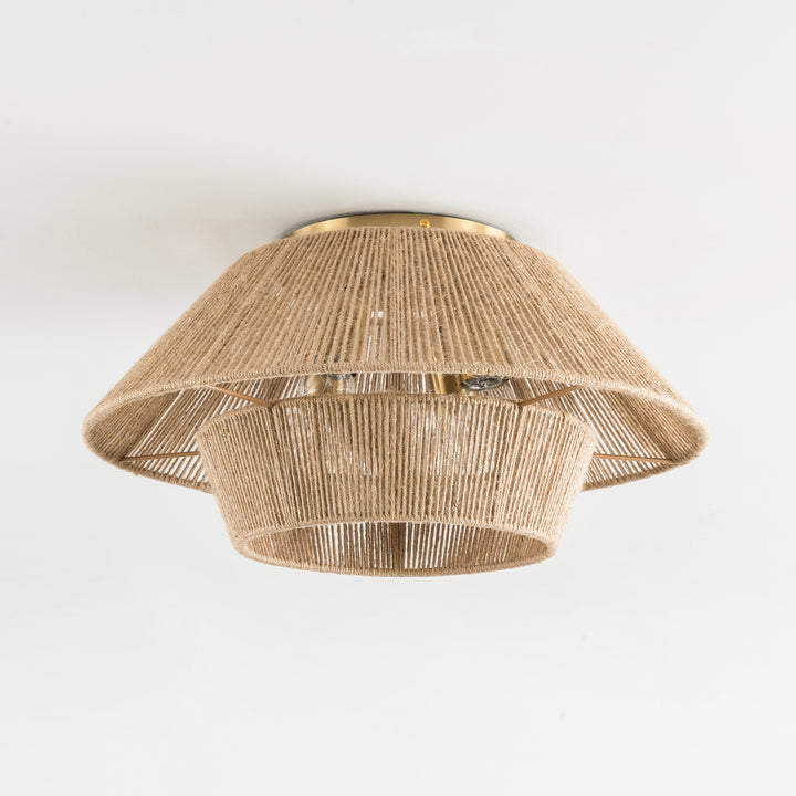 Natural Rattan Semi-Flush Mount Ceiling Light