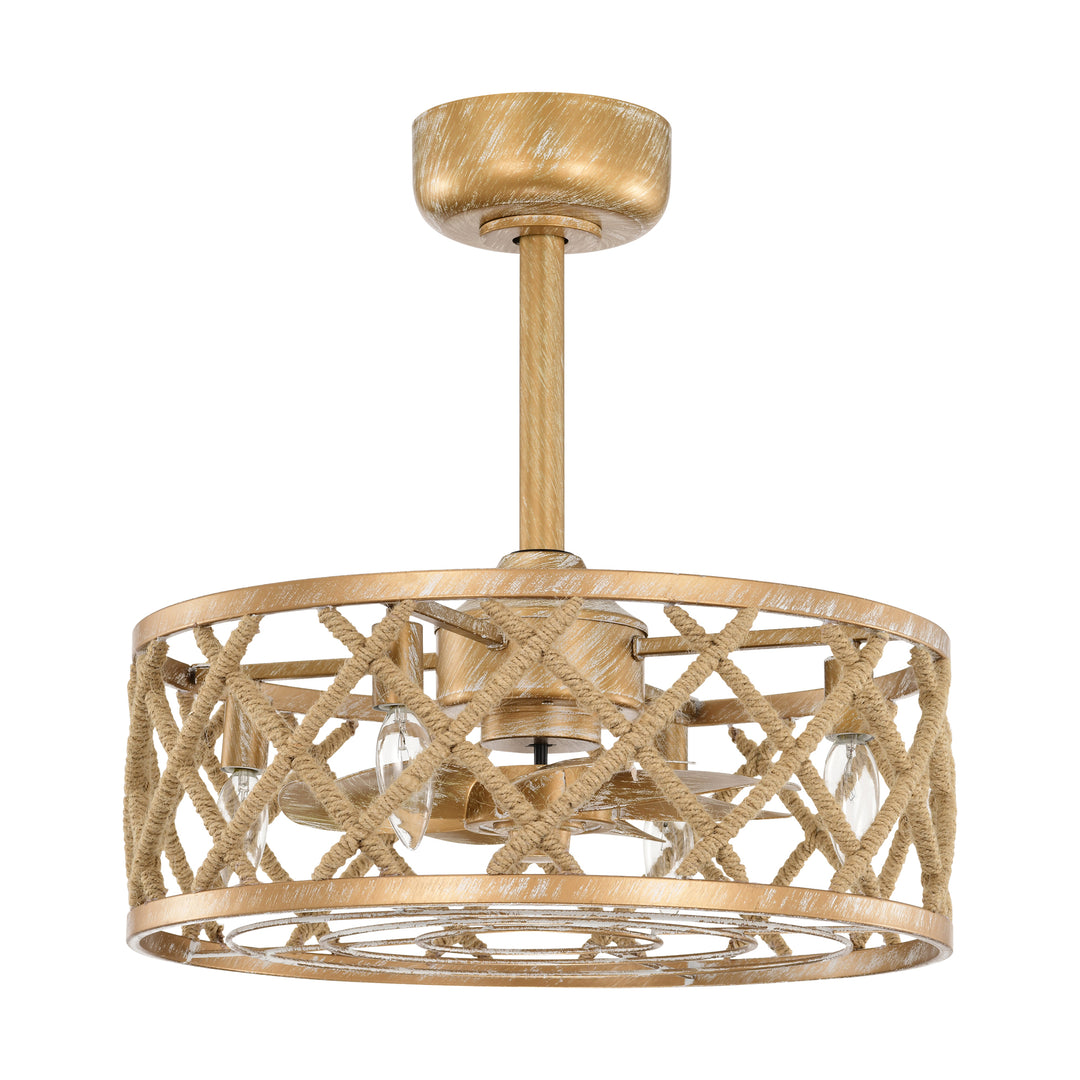 Maxax 19" Boho Caged Low Profile Ceiling Fan with Light and Remote, Stepless Color Temperature & 6 Speeds, Farmhouse Flush Mount Fan for Bedroom, Kitchen, Living Room, Kids Room #26001