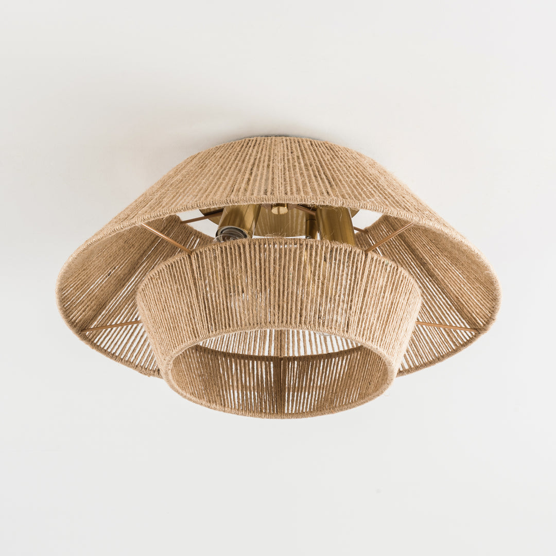 Natural Rattan Semi-Flush Mount Ceiling Light