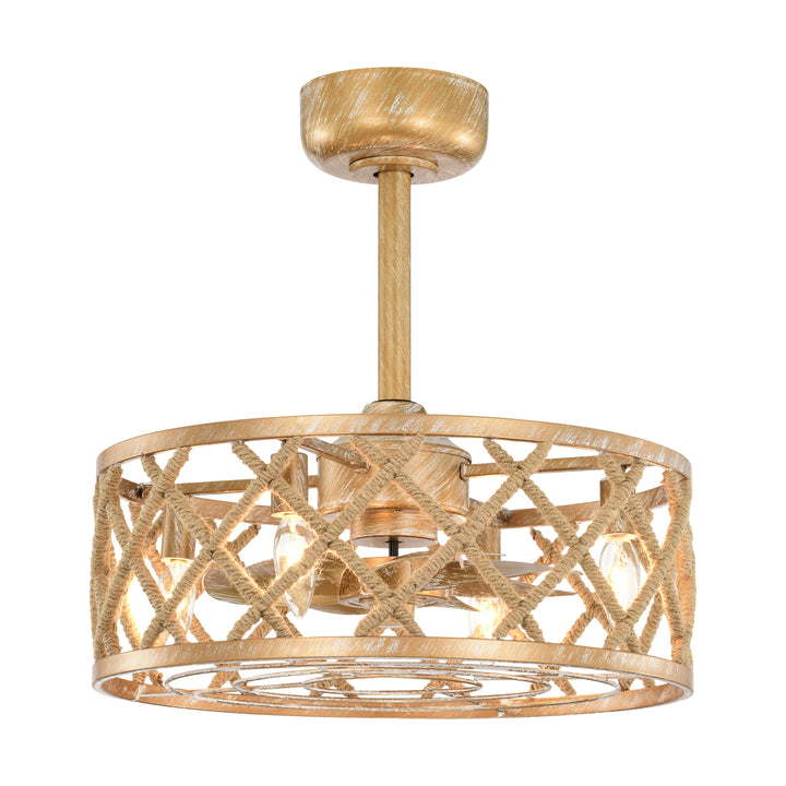 Maxax 19" Boho Caged Low Profile Ceiling Fan with Light and Remote, Stepless Color Temperature & 6 Speeds, Farmhouse Flush Mount Fan for Bedroom, Kitchen, Living Room, Kids Room #26001