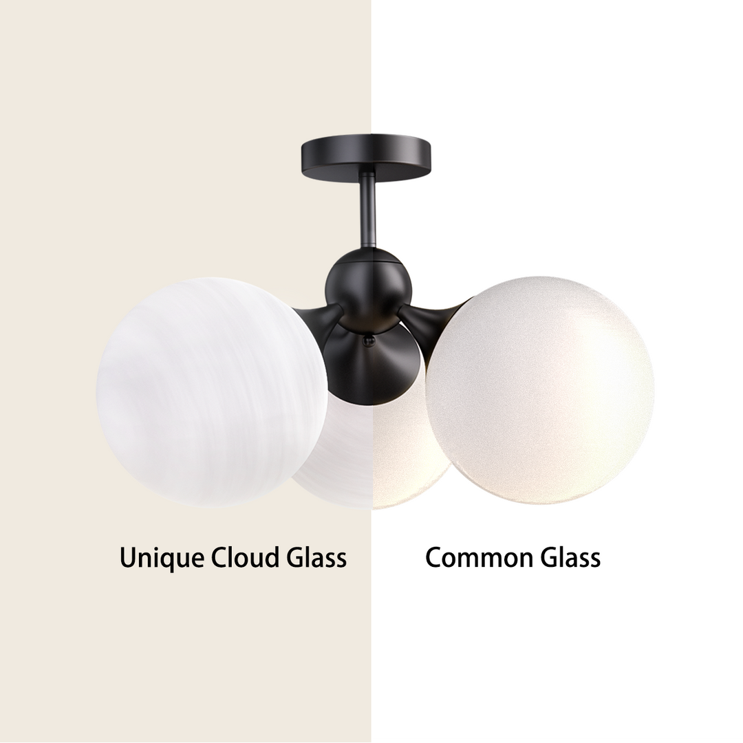 Nimbus 21"-3 Lights Modern Cloud Glass Globe Semi Flush Mount Lighting Fixture For Living Room, Bedroom#29028