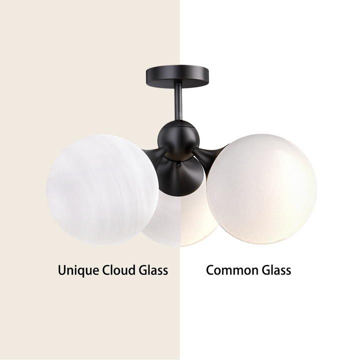 Nimbus 21"-3 Lights Modern Cloud Glass Globe Semi Flush Mount Lighting Fixture For Living Room, Bedroom#29028