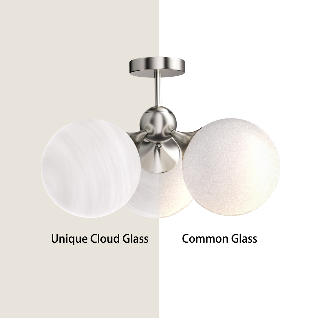 Nimbus 21"-3 Lights Modern Cloud Glass Globe Semi Flush Mount Lighting Fixture For Living Room, Bedroom#29028