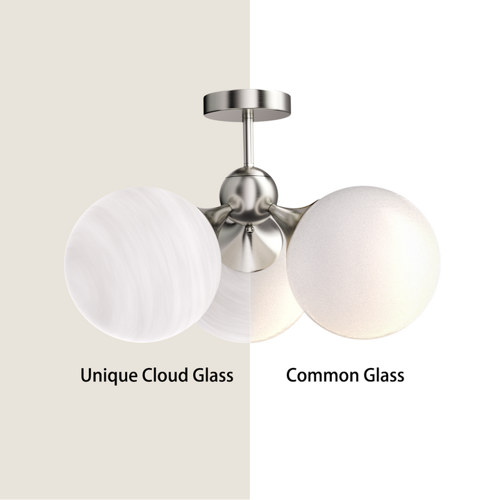Nimbus 21"-3 Lights Modern Cloud Glass Globe Semi Flush Mount Lighting Fixture For Living Room, Bedroom#29028