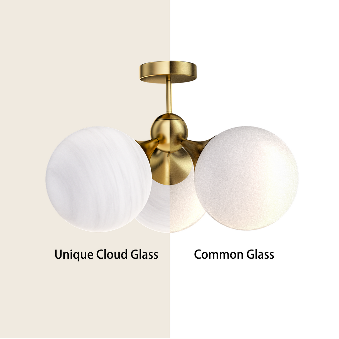 Nimbus 21"-3 Lights Modern Cloud Glass Globe Semi Flush Mount Lighting Fixture For Living Room, Bedroom#29028