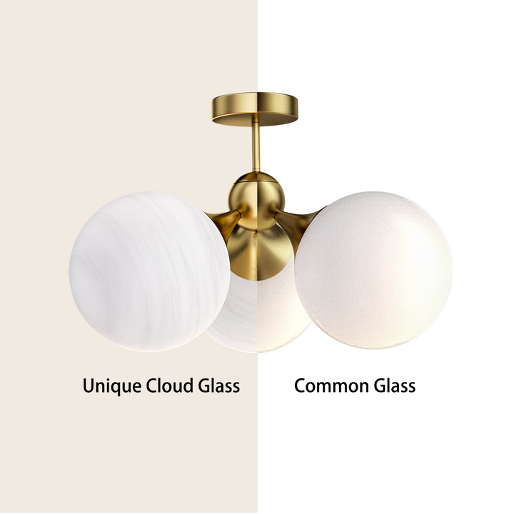 Nimbus 21"-3 Lights Modern Cloud Glass Globe Semi Flush Mount Lighting Fixture For Living Room, Bedroom#29028