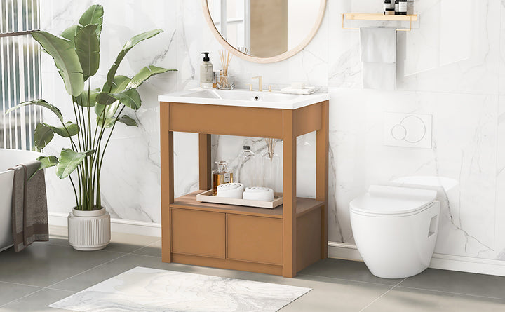 30'' Single Bathroom Vanity Cabinet With Ceramic Top #BV-005