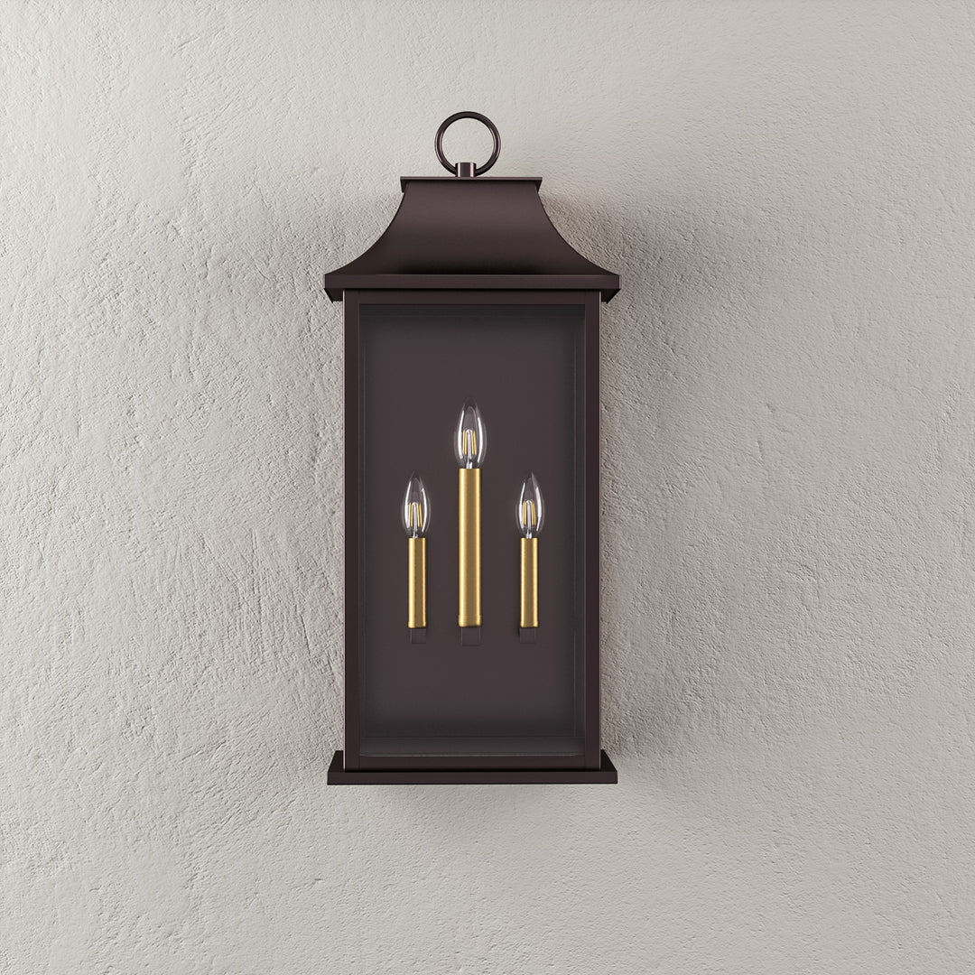Maxax 25-Inch Bronze Outdoor Wall Lantern, 3-Light Dusk to Dawn Outdoor Wall Sconce for Porch, Patio #7008