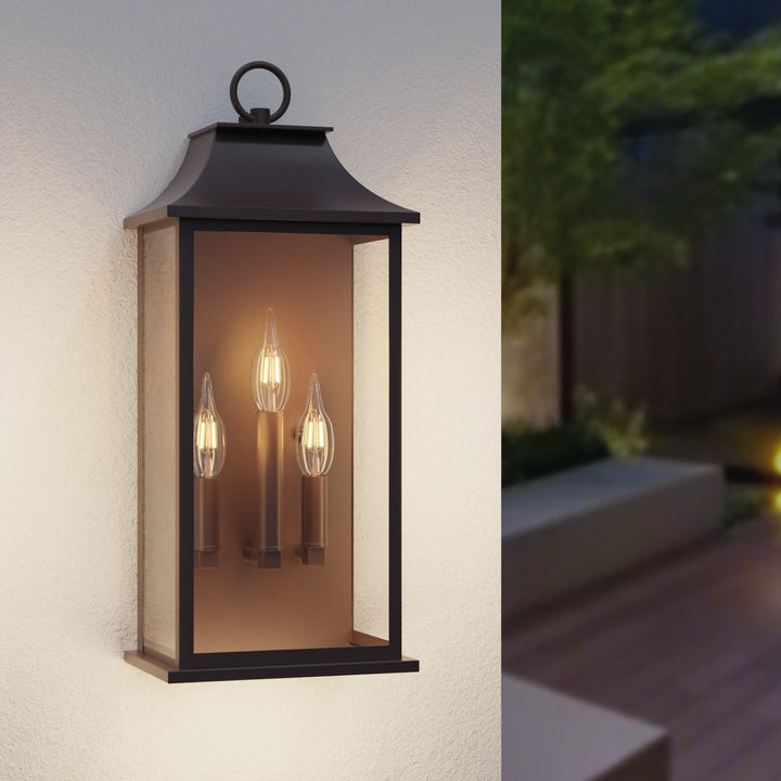 Maxax Dusk to Dawn Outdoor Wall Lights 3-Light, Oil Rubbed Bronze Exterior Lighting Fixtures, 25" Large Outdoor Wall Sconce, Waterproof Outside Wall Lantern for Porch Patio Garage #7076-3BR