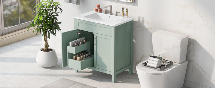 30'' Single Bathroom Vanity Cabinet With Ceramic Top #BV-008