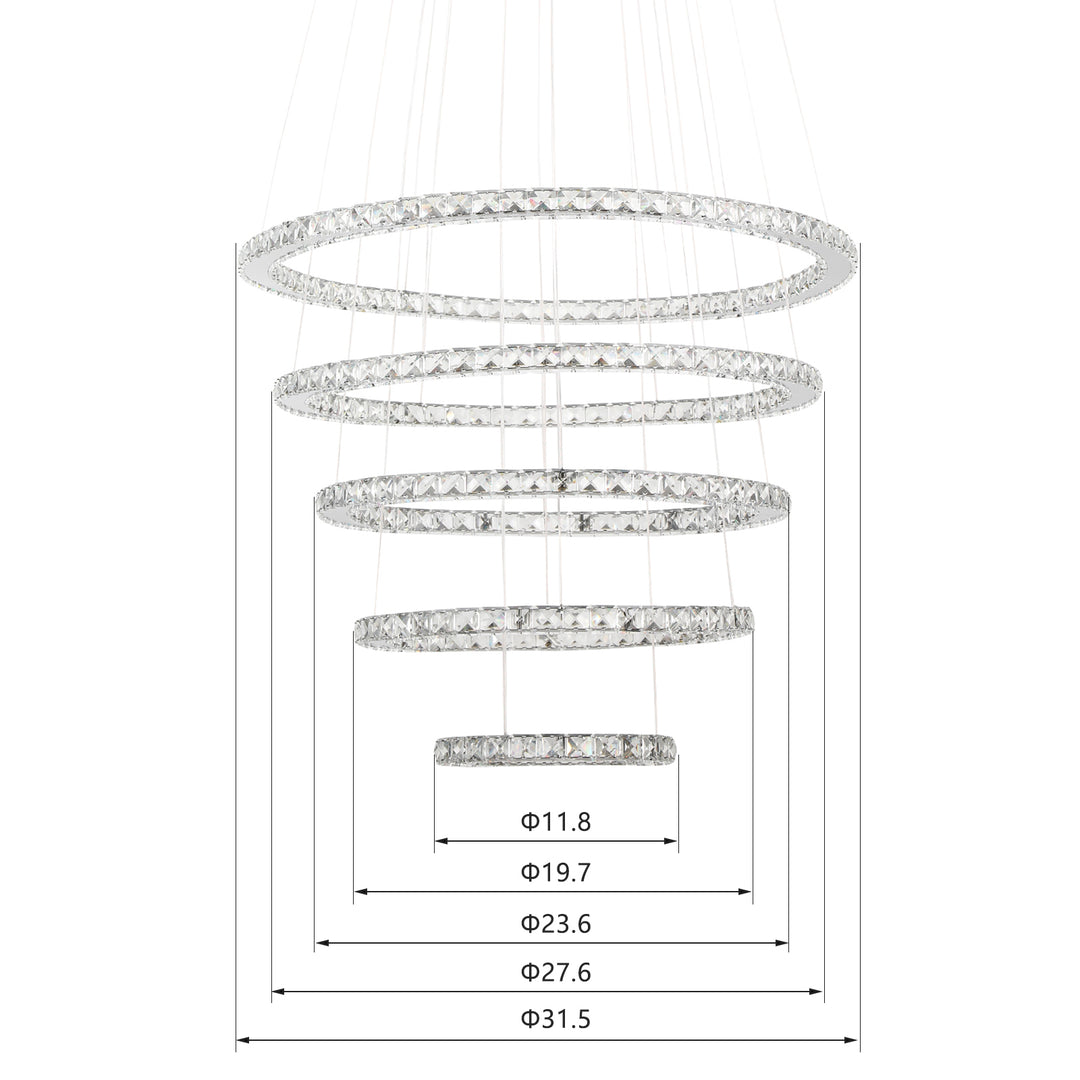 Maxax 5 Rings Unique Geometric LED Crystal Chandelier #YX-800