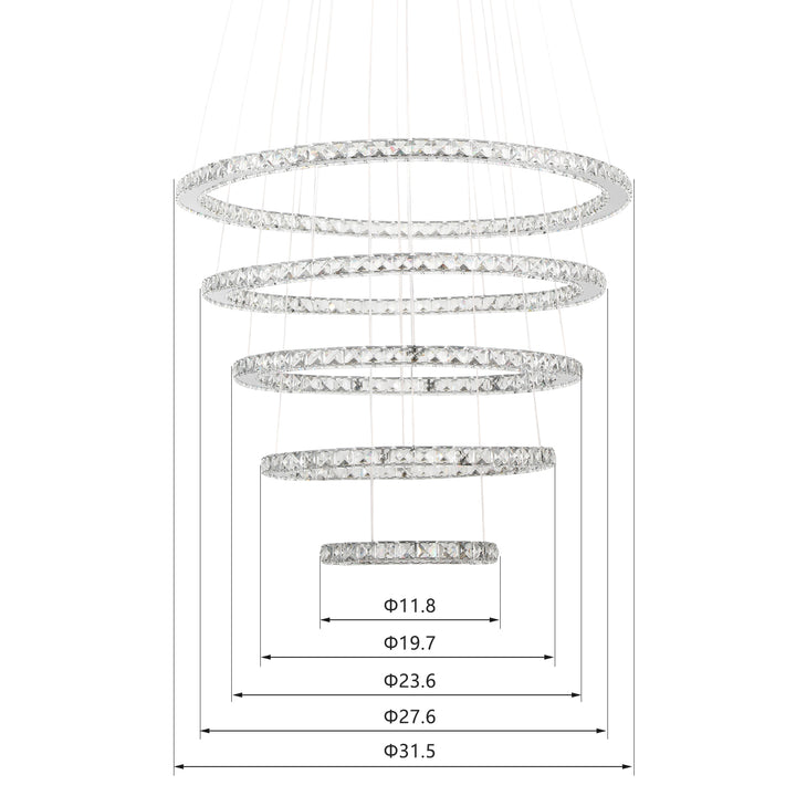 Maxax 5 Rings Unique Geometric LED Crystal Chandelier #YX-800